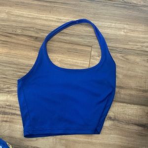 blue halter crop